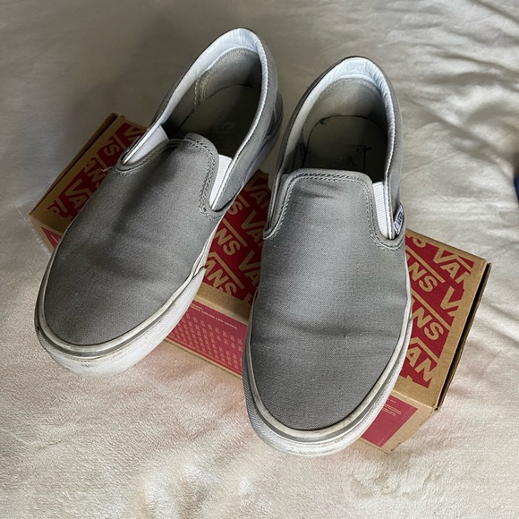 Gray Vans Slip On Shoes - Picture 1 of 7